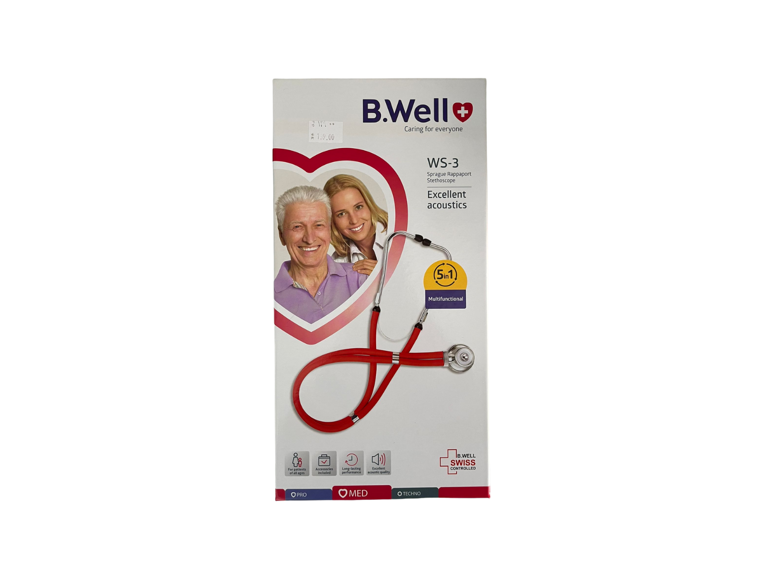 B.Well WS-3 Red Stethoscope