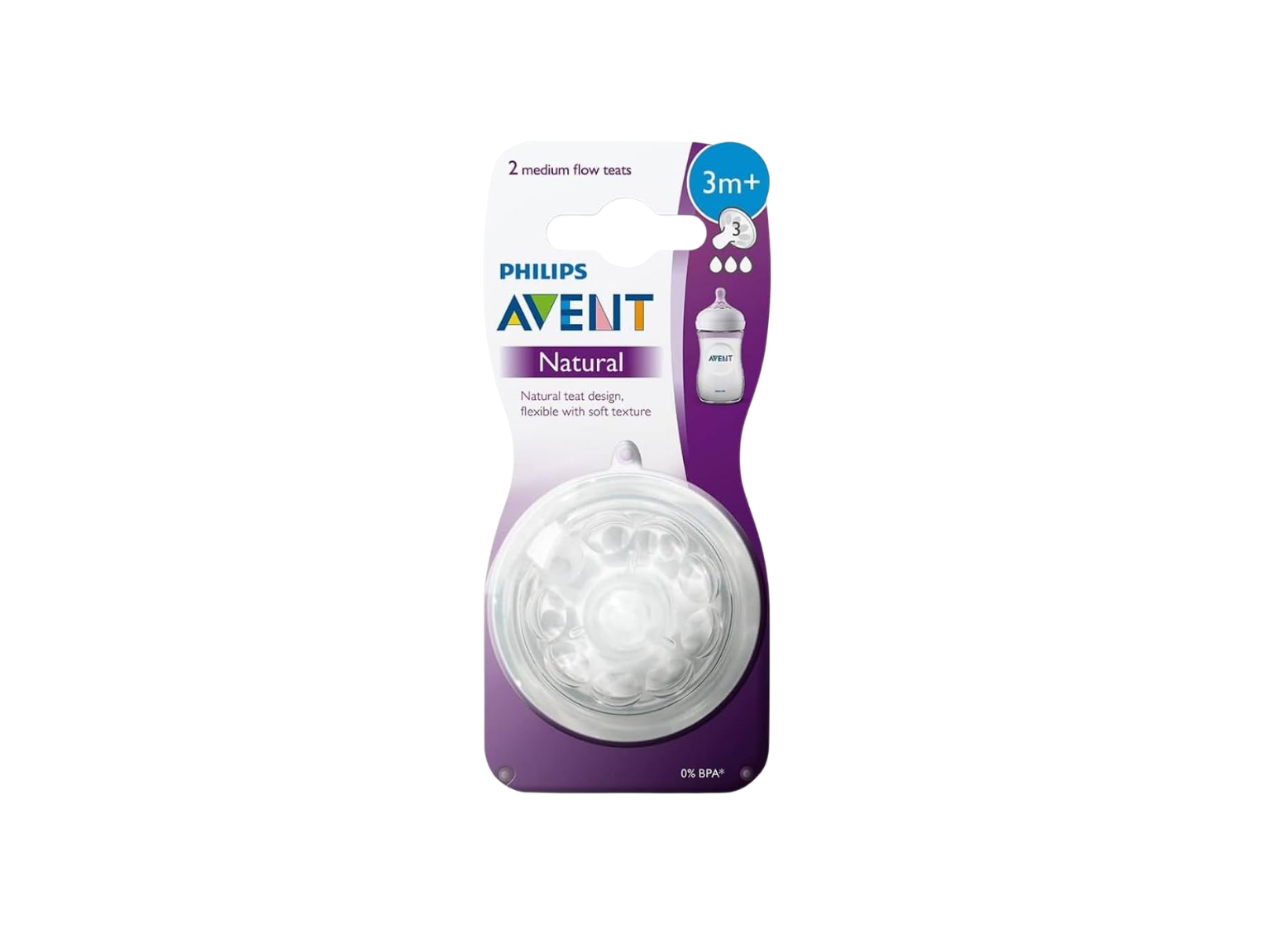 Philips Avent Natural 2.0 Feeding Teats 3m X2