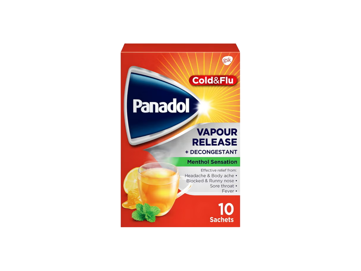Panadol Cold & Flu Vapor Release + Decongestant - 10 Sachets