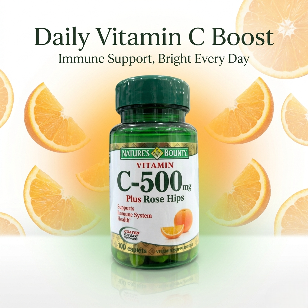 Nature's Bounty Vitamin C 500mg Caplets With Rose Hips 100's