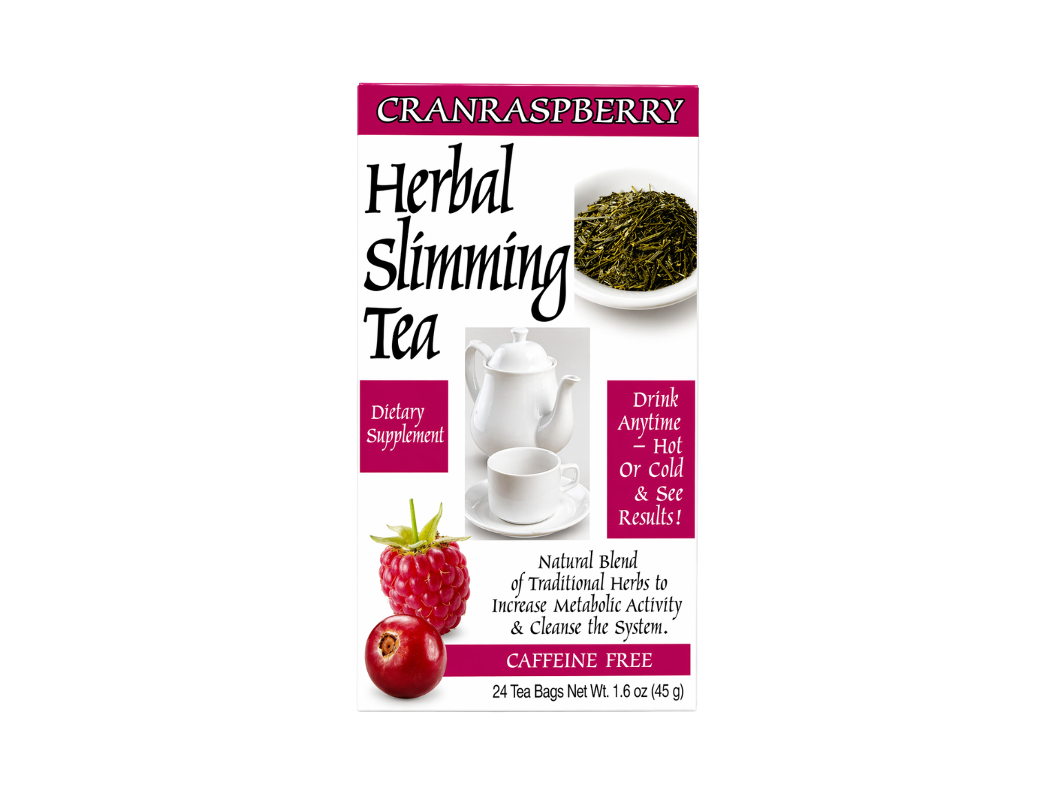 21st Century Herbal Slimming Tea 24s - Cranraspberry