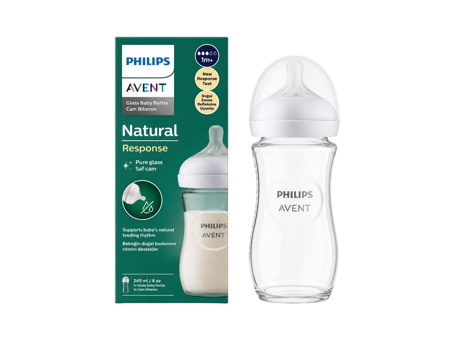 Philips Avent Natural 3.0 Feeding Bottle Glass 240ml
