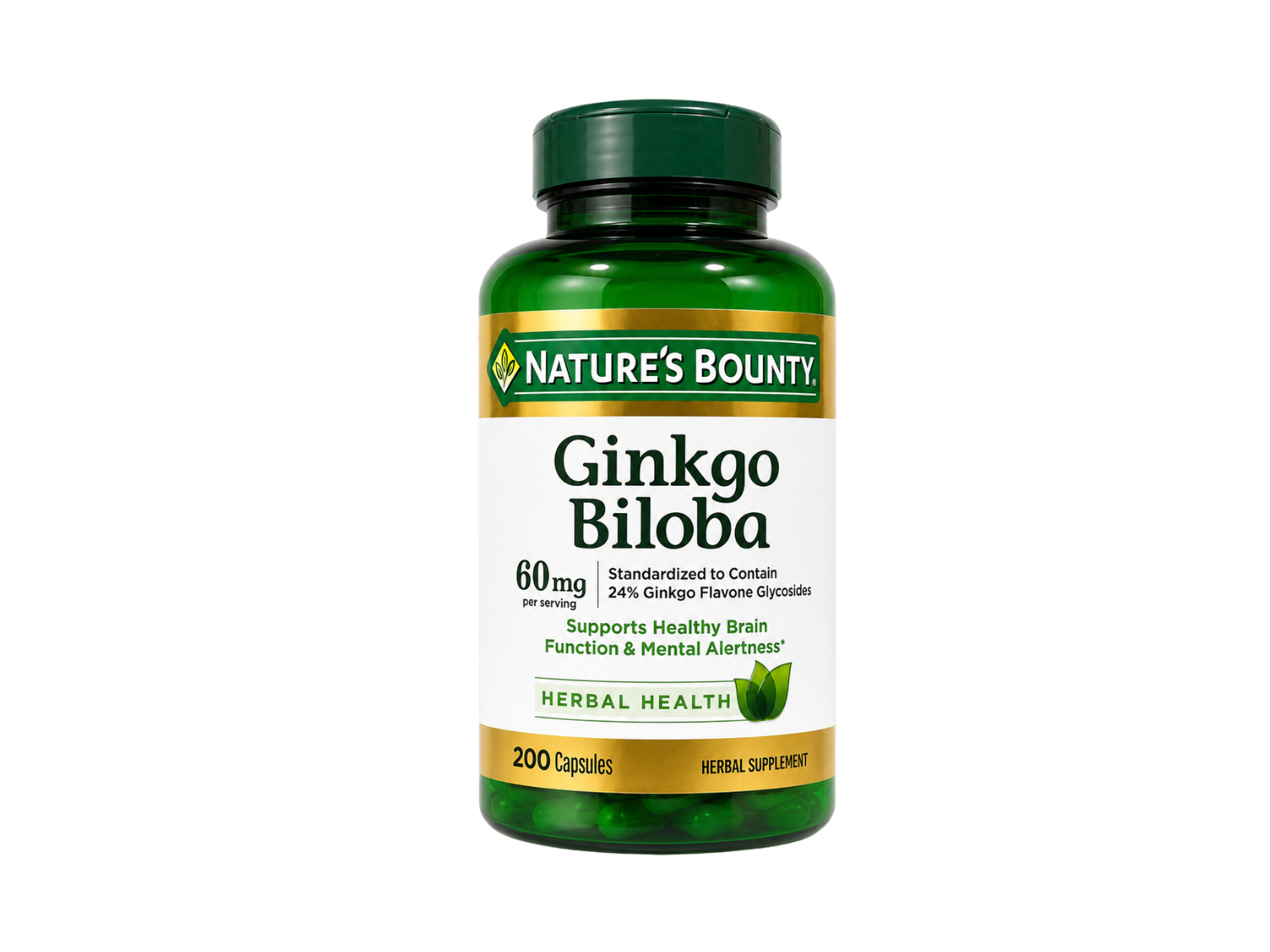 Nature's Bounty Ginkgo Biloba 60mg - 200 Capsules