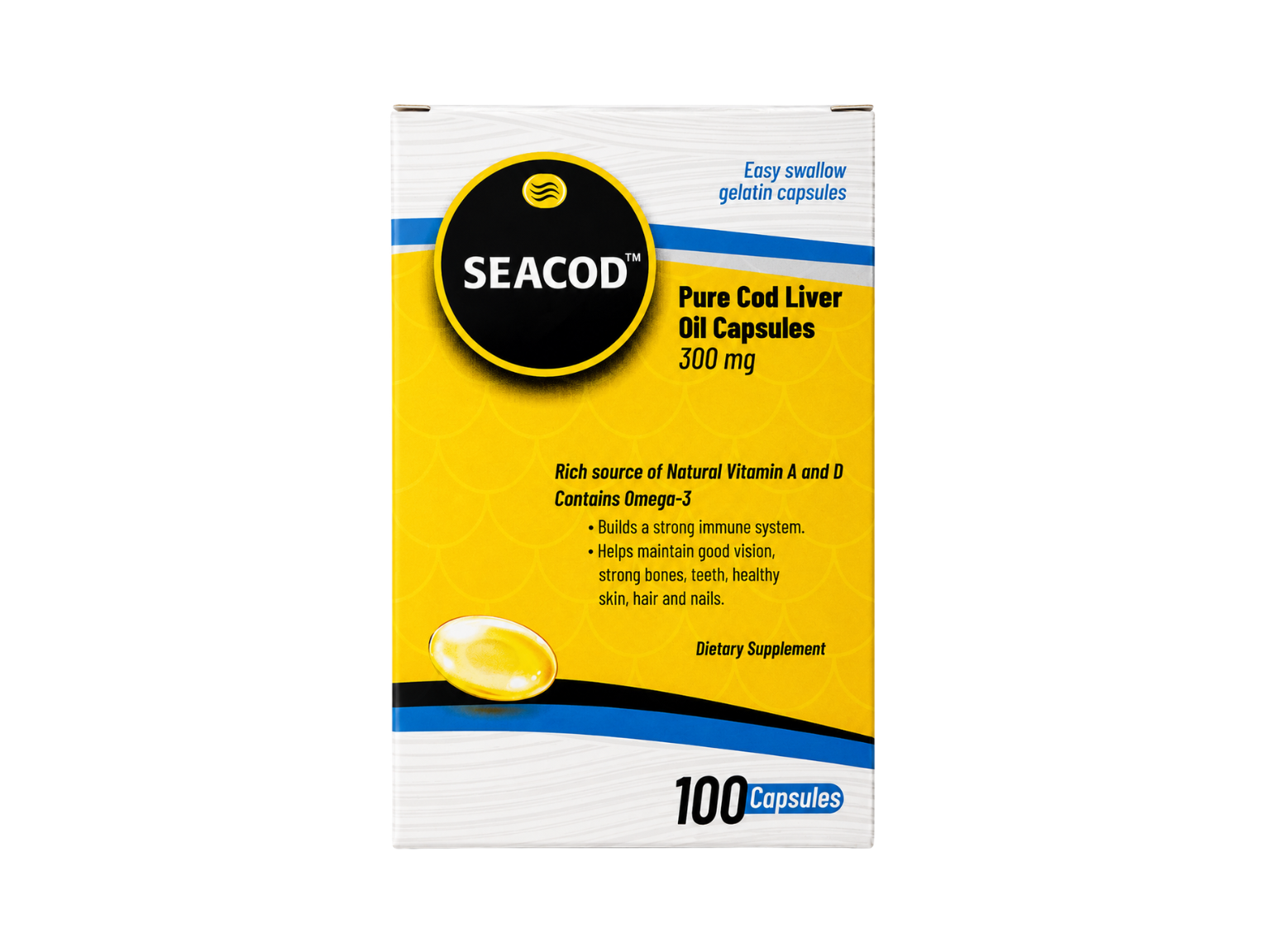 Geltec Seacod Pure Cod Liver Oil 300mg - 100 Capsules
