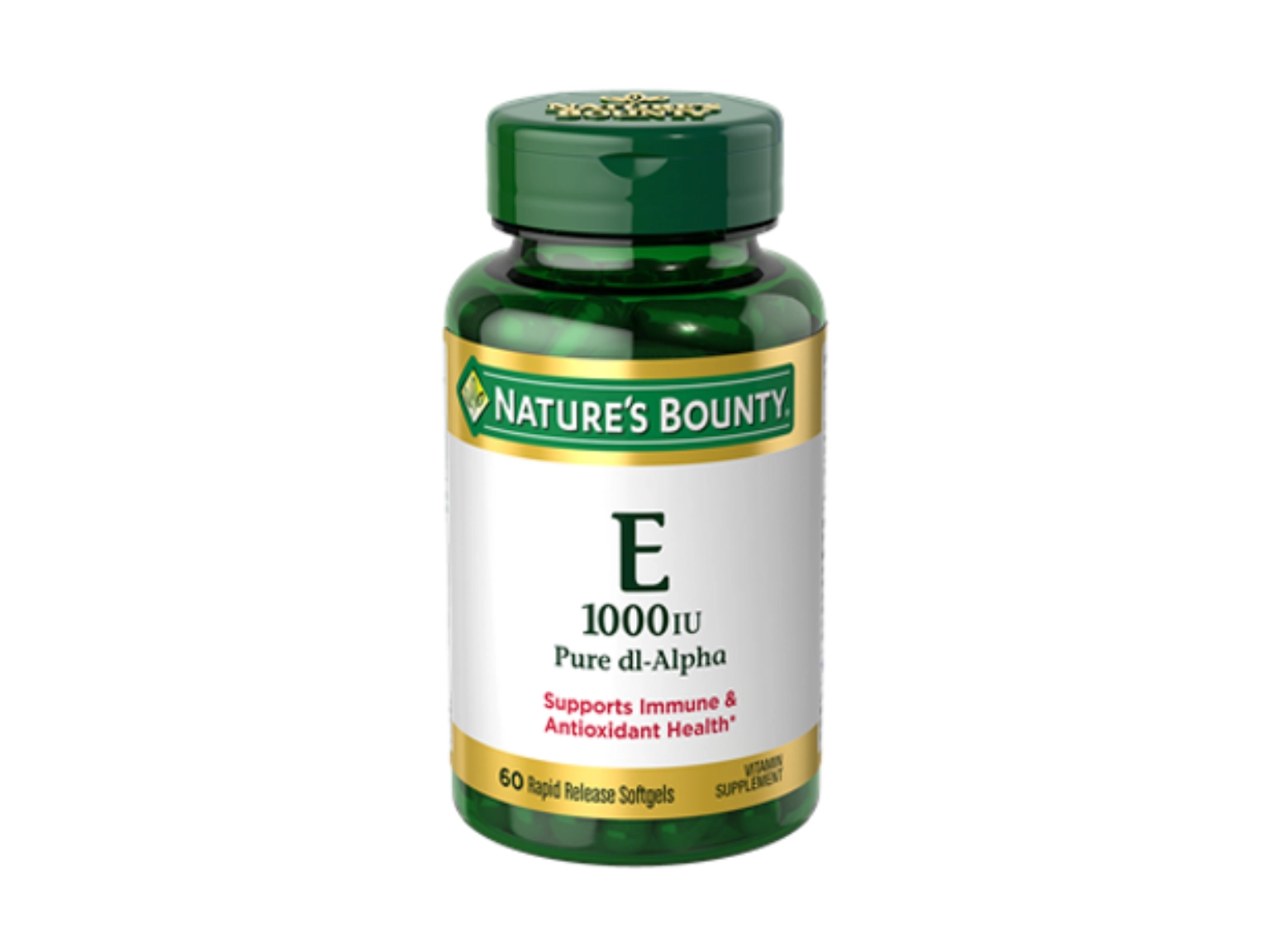 Nature's Bounty Vitamin E 1000 IU Pure DL-Alpha - 60 Softgels