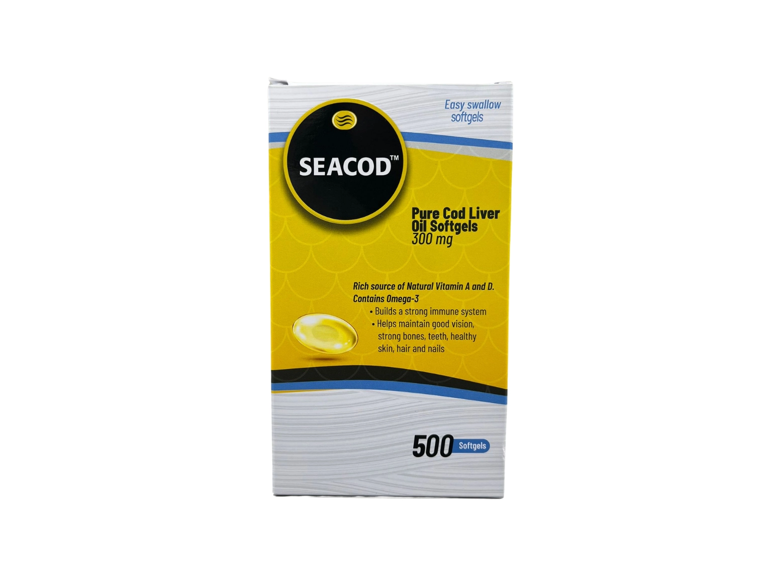 Geltec Seacod Pure Cod Liver Oil Caps 300mg - 500 Capsules