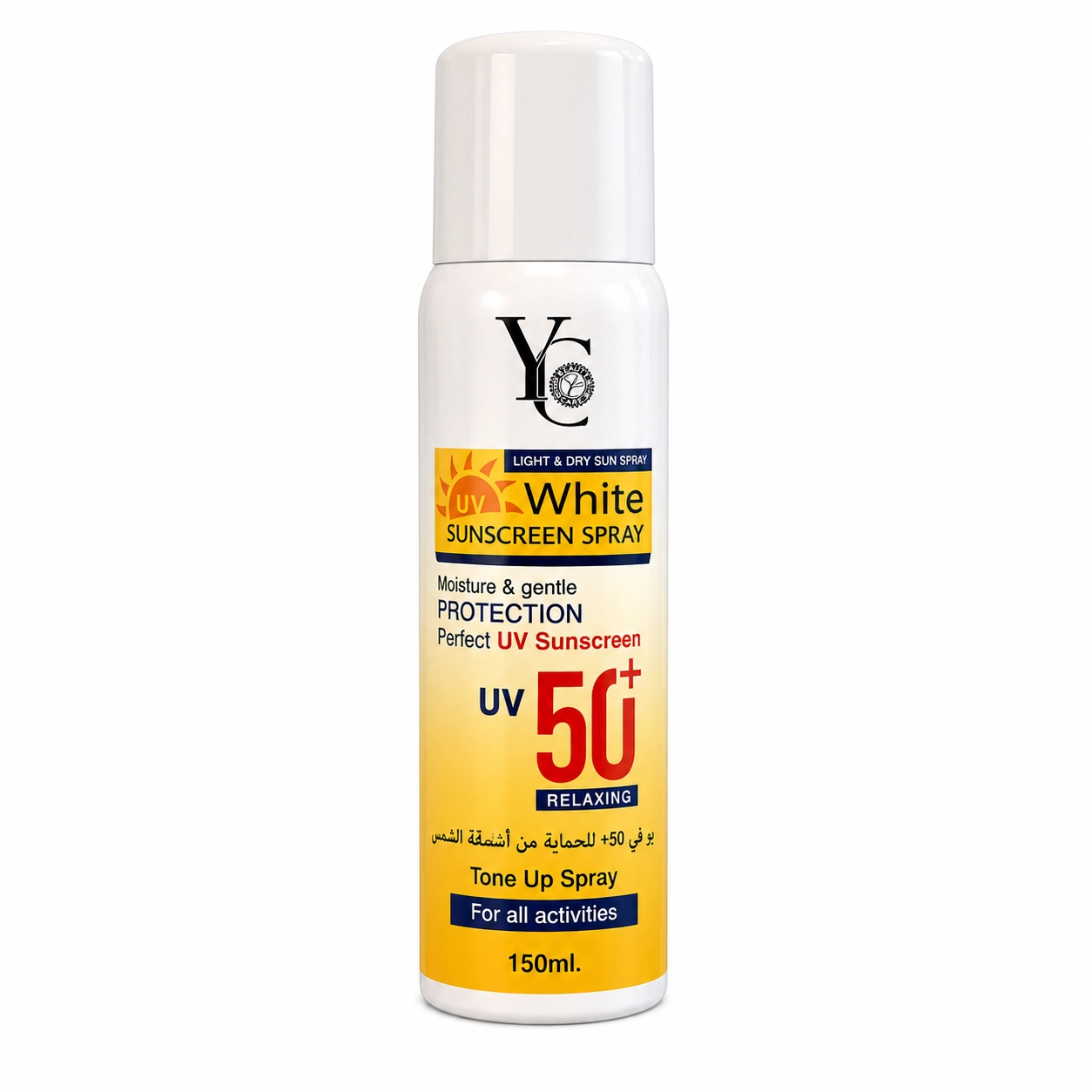 YC UV50 White Sunscreen Spray Ref (Yellow) 150ml