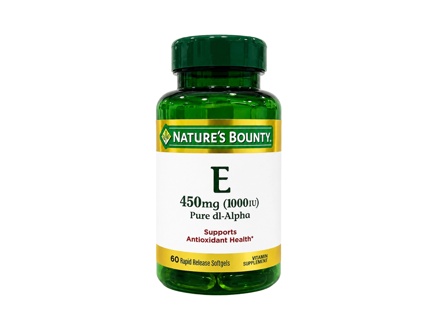 Nature's Bounty Vitamin E 1000 IU Pure DL-Alpha - 60 Softgels