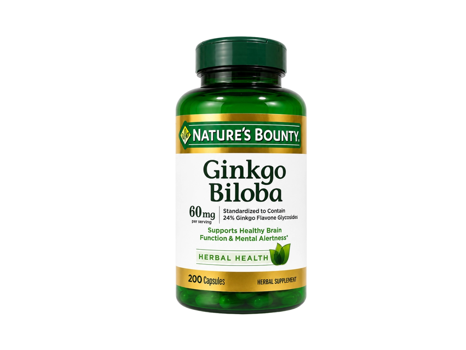 Nature's Bounty Ginkgo Biloba 60mg - 200 Capsules